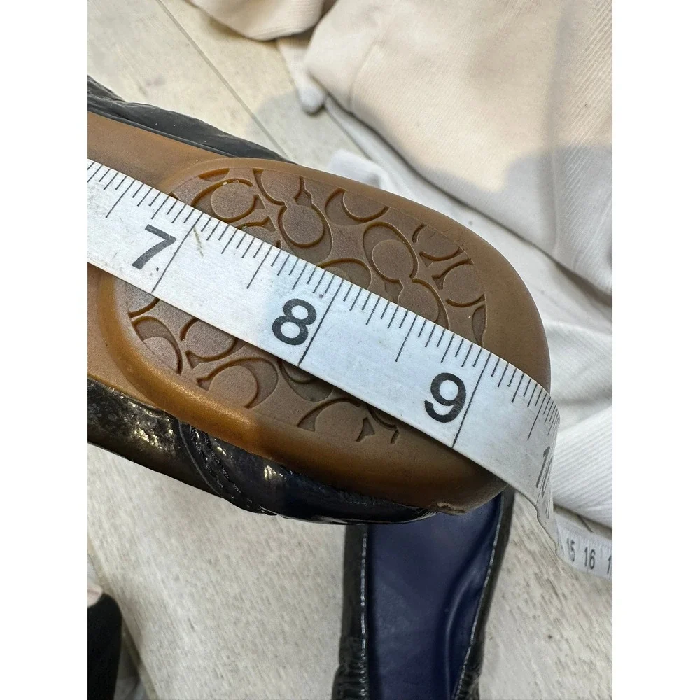 Coach Poppy Ballet Flats Women 7 Black Green Heart Logo Q3066